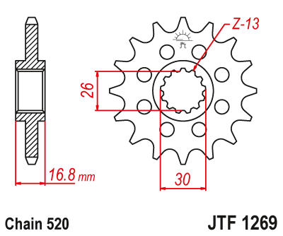 JT SPROCKETS gear wheel JTF1269.16 (347M16JT)